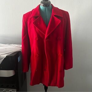 L.L. Bean Pea Coat Wool Cashmere Red Women's Size 8